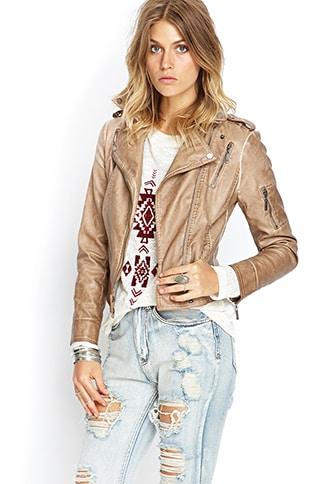 Forever21 Textured Faux Leather Jacket