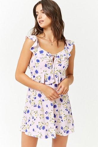 Forever21 Floral Ruffle-trim Mini Dress