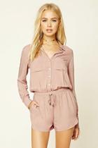 Forever21 Women's  Button-up Dolphin-hem Romper