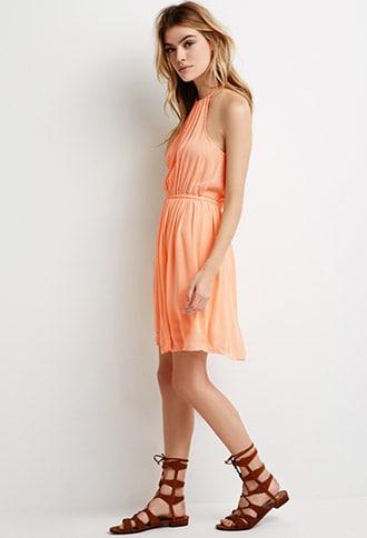 Forever21 Crinkled Crepe Halter Dress