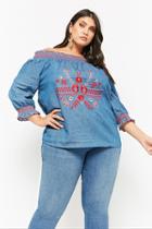 Forever21 Plus Size Embroidered Off-the-shoulder Peasant Top