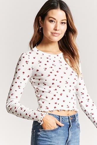 Forever21 Floral Ribbed Crop Top