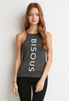 Forever21 Women's  Bisous Graphic Cami (charcoal/white)