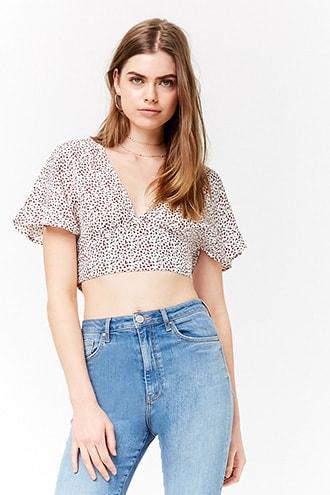 Forever21 Floral Cutout Back Crop Top