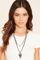 Forever21 B.silver & Black Arrow Pendant Layered Necklace