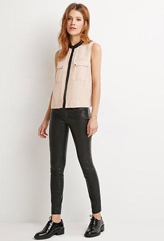 Forever21 Contemporary Contrast Trim Pocket Top
