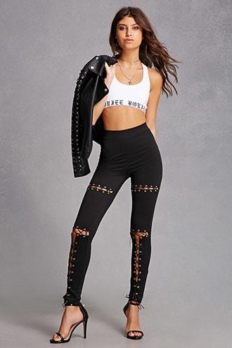 Forever21 Cutout Stitch-panel Leggings