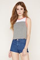 Forever21 Women's  White Heathered Colorblock Tank