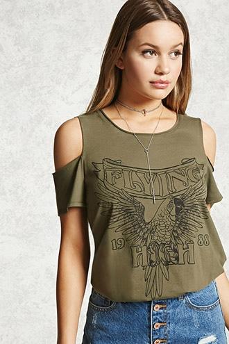 Forever21 Flying High Open-shoulder Tee