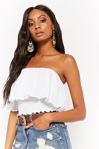 Forever21 Flounce Tube Crop Top