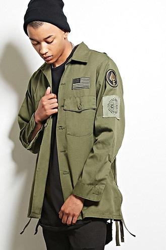 21 Men Men's  Cross Colours Military Jacket