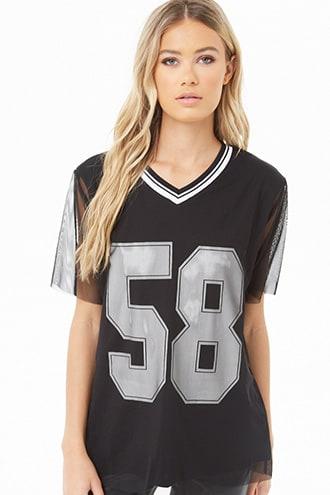 Forever21 58 Graphic Mesh Jersey Top