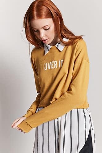 Forever21 Over It Graphic Crop Pullover