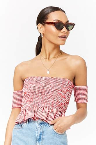 Forever21 Smocked Gingham Crop Top
