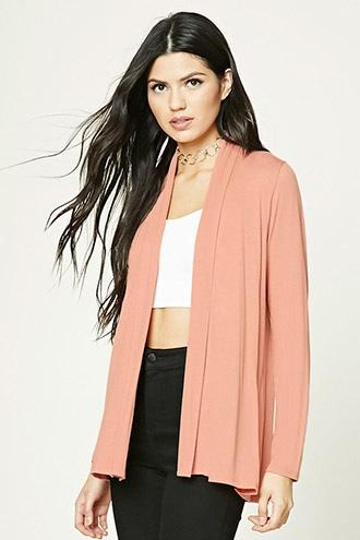 Forever21 Women's  Pink Drape-front Cardigan