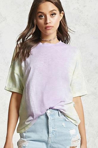 Forever21 Open-shoulder Tie-dye Tee