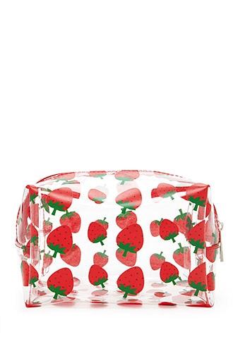 Forever21 Strawberry Print Makeup Bag