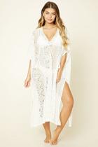 Forever21 Women's  Cream Floral Lace Swim Cover-up