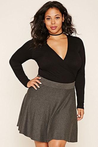 Forever21 Plus Women's  Black Plus Size Surplice Top