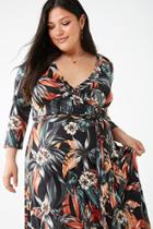 Forever21 Plus Size Floral Surplice Belted Maxi Dress