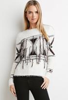 Love21 Geo-patterned Eyelash Knit Sweater