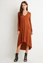 Forever21 Women's  Longline Ribbed Cardigan (rust)
