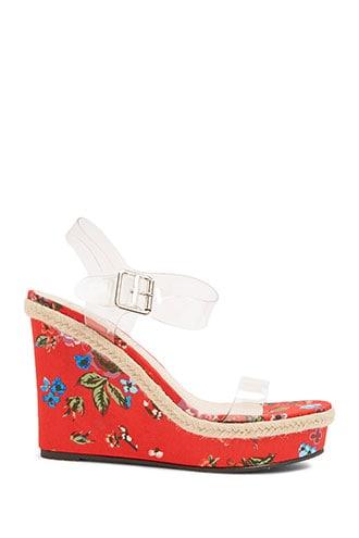 Forever21 Lemon Drop By Privilege Floral Wedges