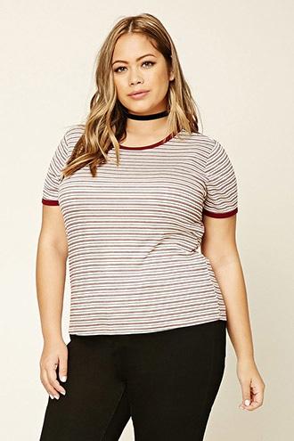 Forever21 Plus Size Stripe Ringer Tee
