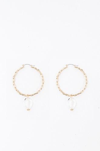 Forever21 Bead-accent Chain-link Hoop Earrings