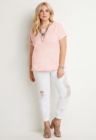 Forever21 Plus Cuff Marled Top