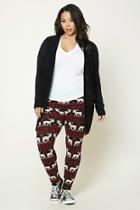 Forever21 Plus Women's  Black & Red Plus Size Fair Isle Leggings
