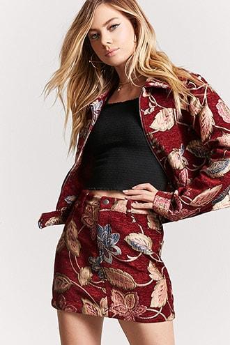 Forever21 Jacquard Floral Mini Skirt