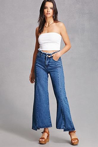 Forever21 Frayed Wide-leg Jeans