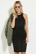 Forever21 Women's  Black Shadow Stripe Midi Dress