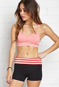 Forever21 Striped Fold-over Yoga Shorts