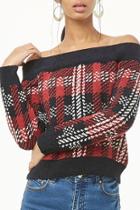Forever21 Plaid Off-the-shoulder Sweater