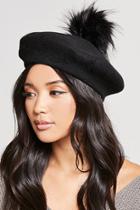 Forever21 Faux Fur Pom Pom Beret