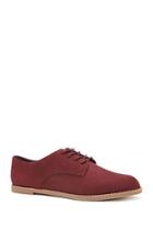 Forever21 Women's  Wine Faux Suede Oxfords