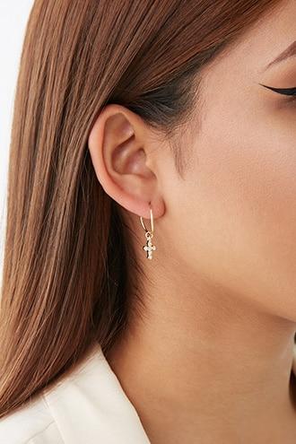 Forever21 Cross Mini Hoop Earrings