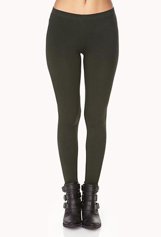 Forever21 Plus Women's  Hunter Green Favorite Ankle Leggings
