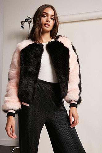 Forever21 Colorblock Faux Fur Jacket