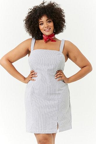 Forever21 Plus Size Pinstriped Mini Dress