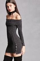 Forever21 Off-the-shoulder Button Dress
