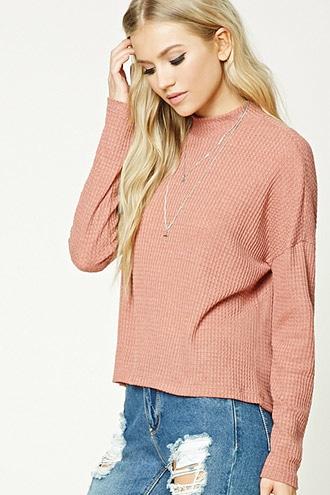 Forever21 Women's  High Neck Popcorn Sweater