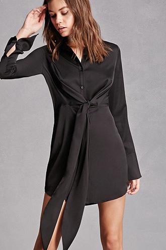 Forever21 Satin Tie-front Dress