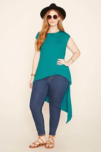 Forever21 Plus Women's  Jade Plus Size Asymmetrical Top