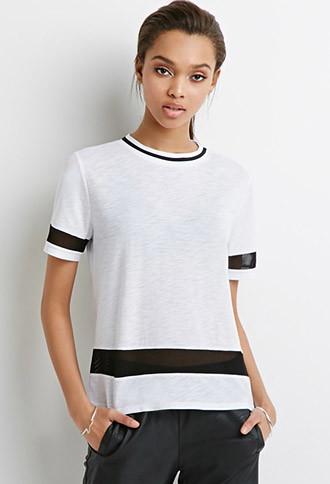 Forever21 Mesh-paneled Tee