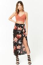 Forever21 Floral Ruched Maxi Skirt