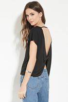 Love21 Women's  Black Contemporary Bow-back Top