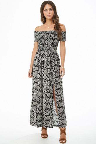 Forever21 Ornate Smocked Maxi Dress